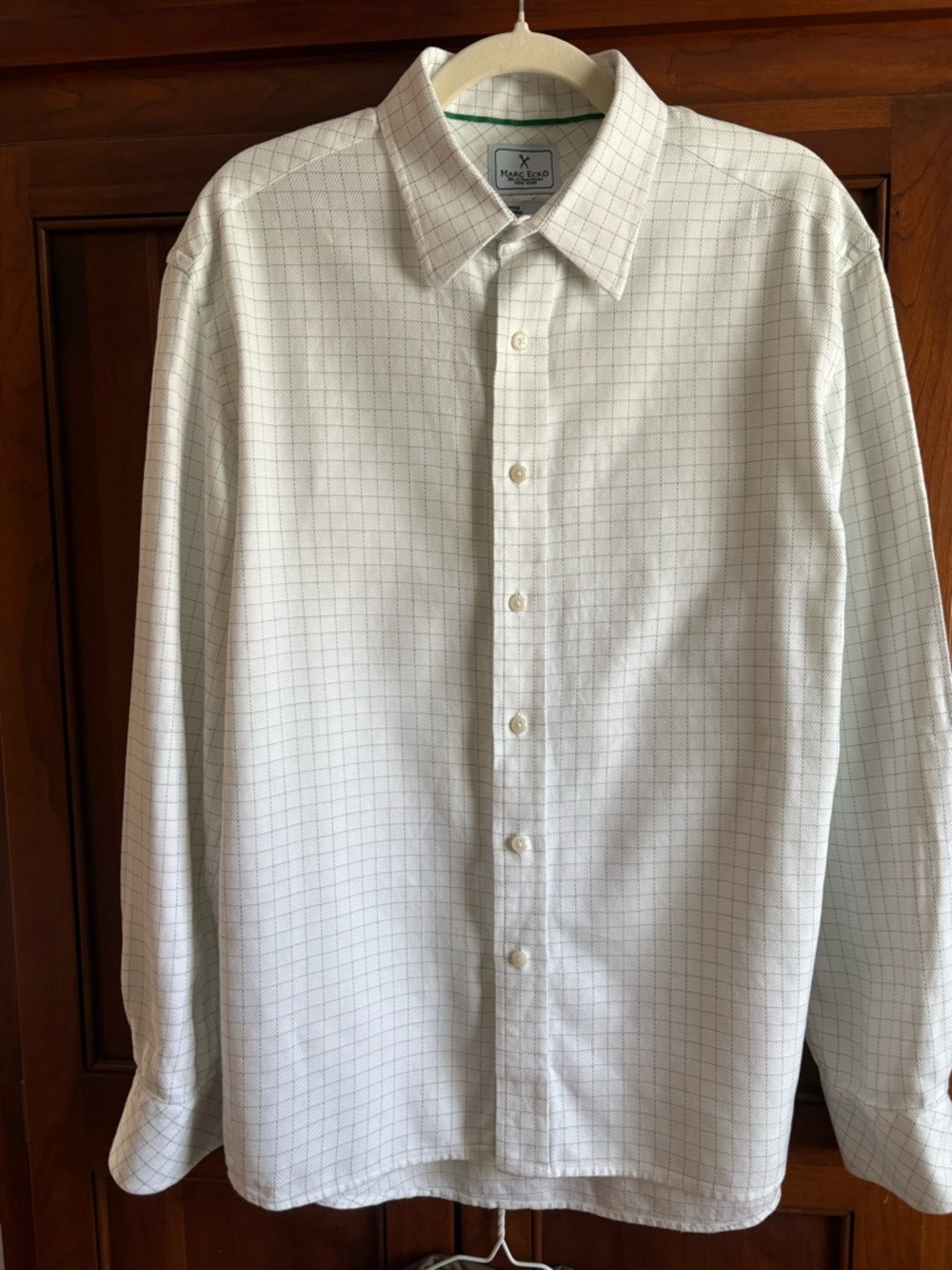 Marc Ecko 72 Times Square white/green check button down shirt Large Great shape!